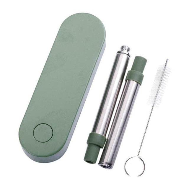 Reusable Telescopic Metal Straws With Pocket Travel Case