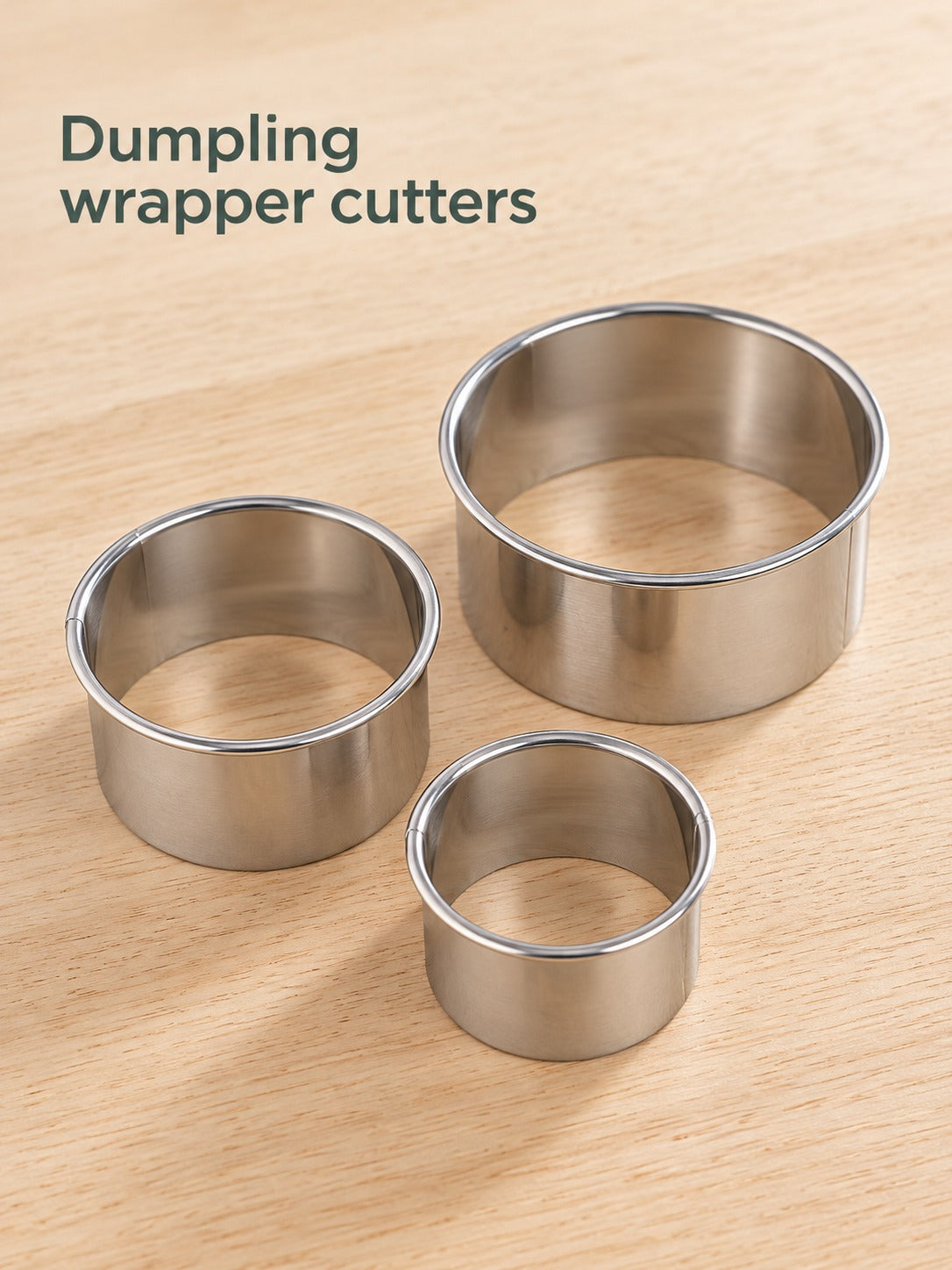 Stainless Steel Dumpling Wrapper Cutter Set, 3 Sizes