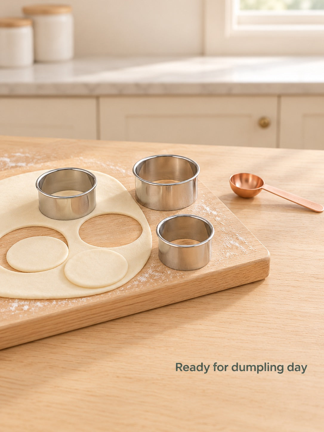 Stainless Steel Dumpling Wrapper Cutter Set, 3 Sizes