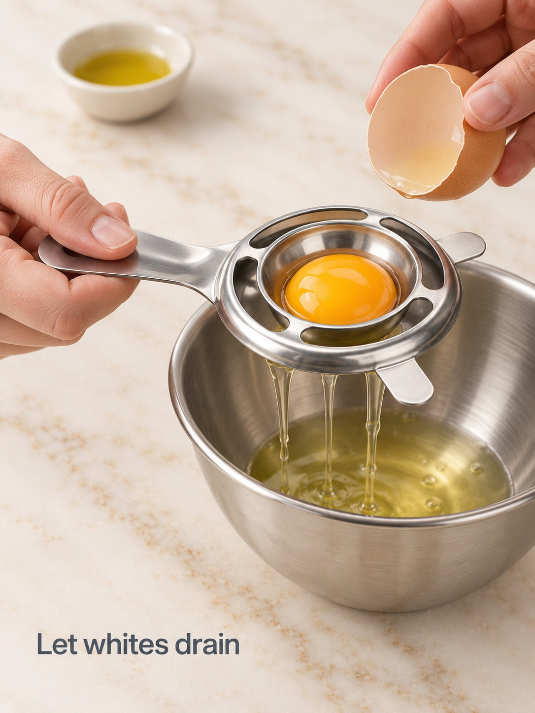 Stainless Steel Egg White Separator for Whole Yolks
