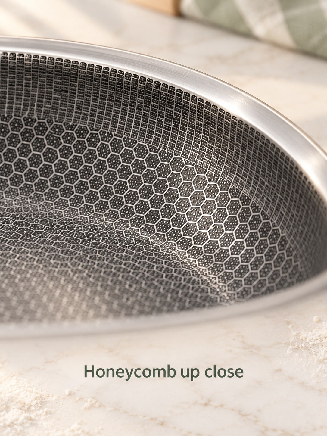 Stainless Steel Honeycomb Frying Pan for Eggs and Steak