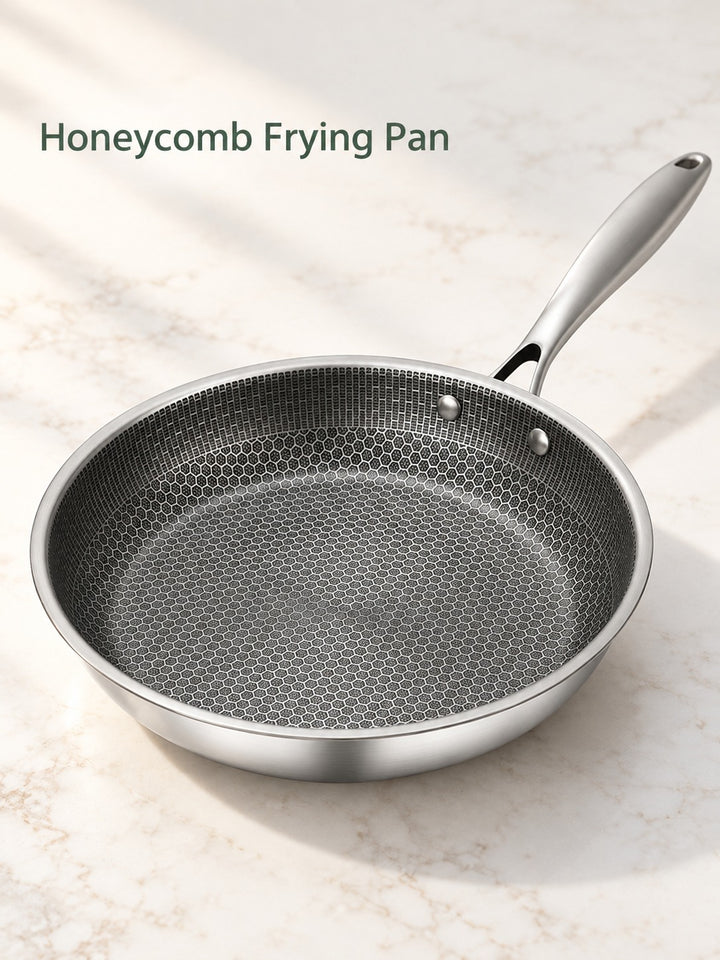 Stainless Steel Honeycomb Frying Pan for Eggs and Steak