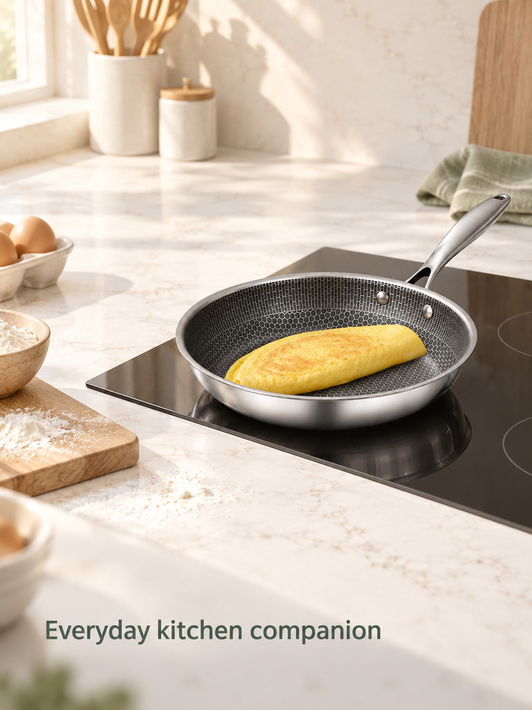 Stainless Steel Honeycomb Frying Pan for Eggs and Steak