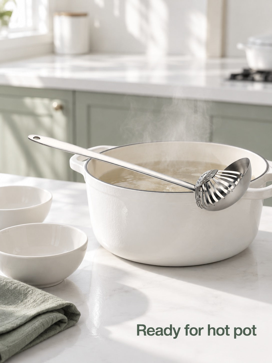 Stainless Steel Hot Pot Spoon with Strainer for Soup