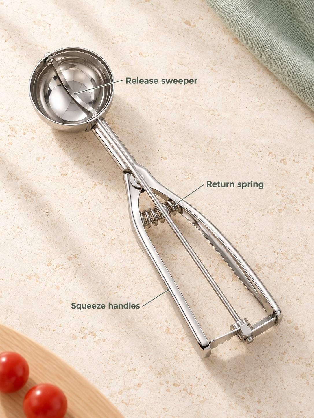 Stainless Steel Ice Cream Scoop with Spring Trigger