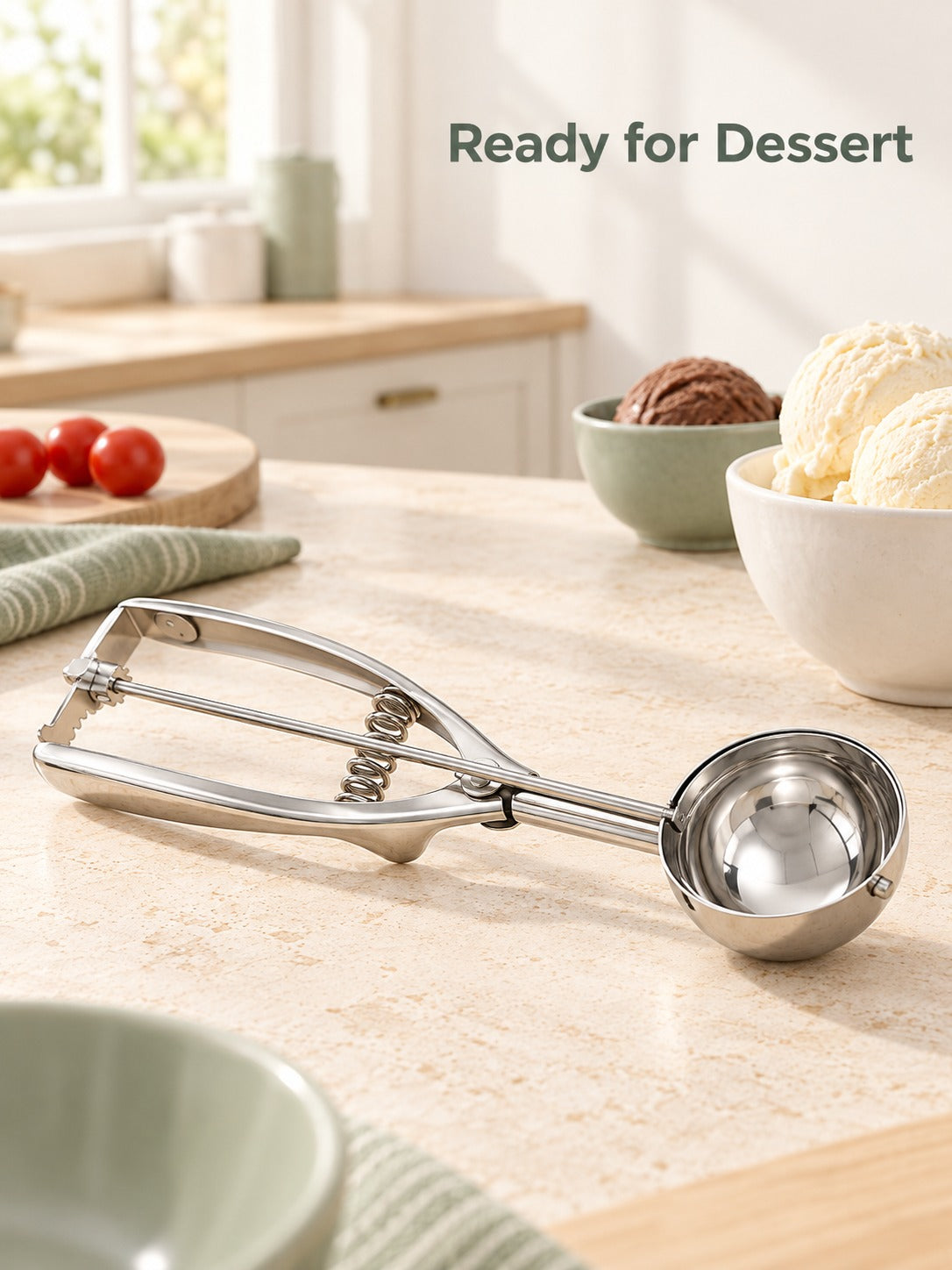 Stainless Steel Ice Cream Scoop with Spring Trigger