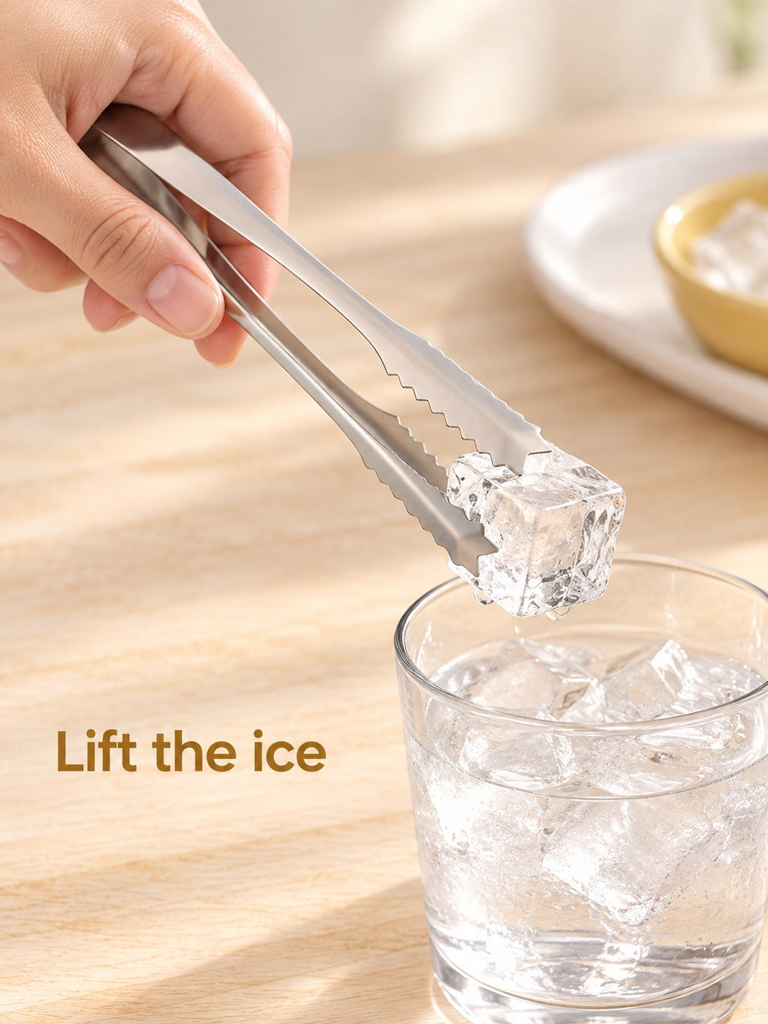 Stainless Steel Ice Cube Tongs with Serrated Grip Tips