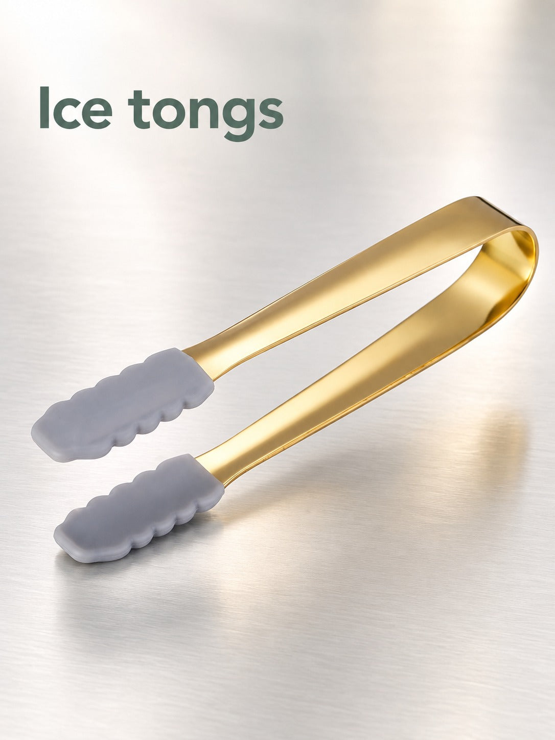 Stainless Steel Ice Tongs with Non-Slip Silicone Grip