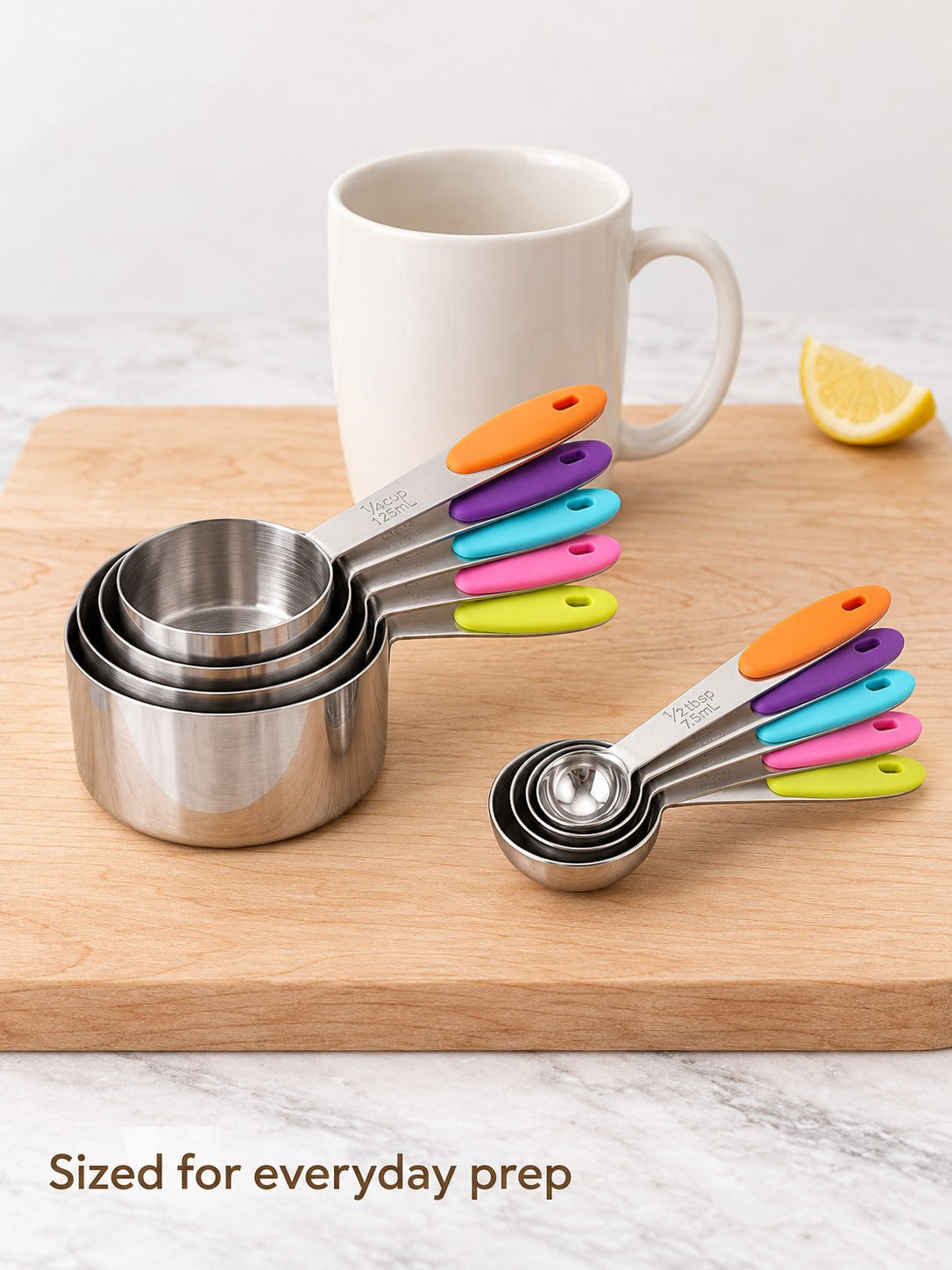Stainless Steel Measuring Cups and Spoons Set, 10-Piece