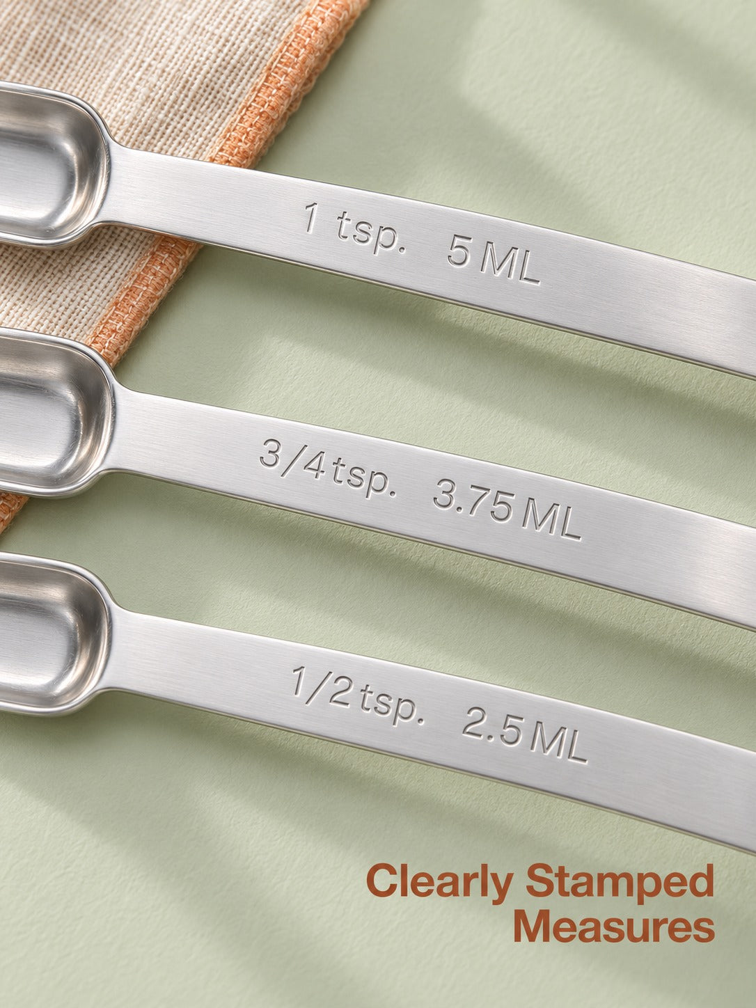Stainless Steel Measuring Spoons Set of 6, 1/8 Tsp to Tbsp