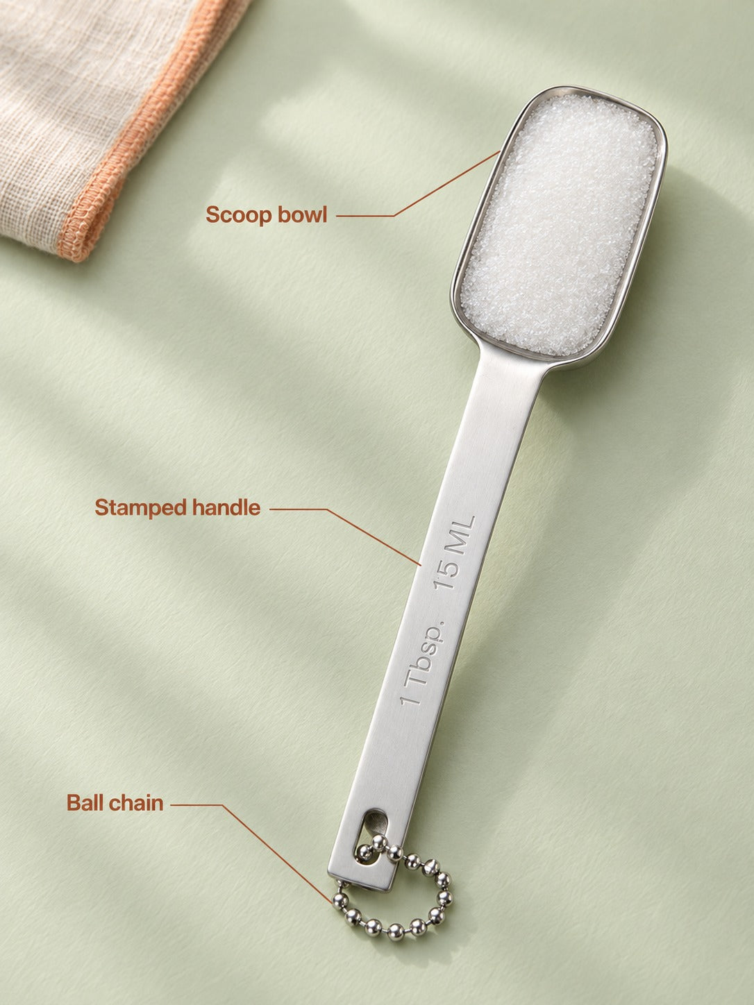 Stainless Steel Measuring Spoons Set of 6, 1/8 Tsp to Tbsp