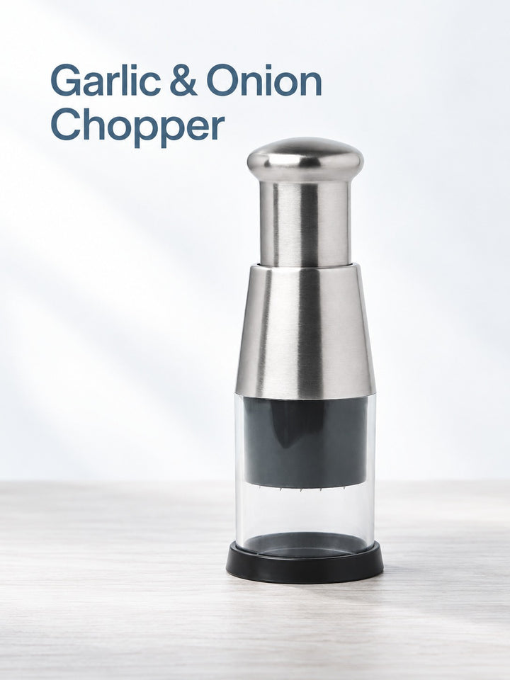 Stainless Steel Garlic Press and Onion Chopper for Dicing