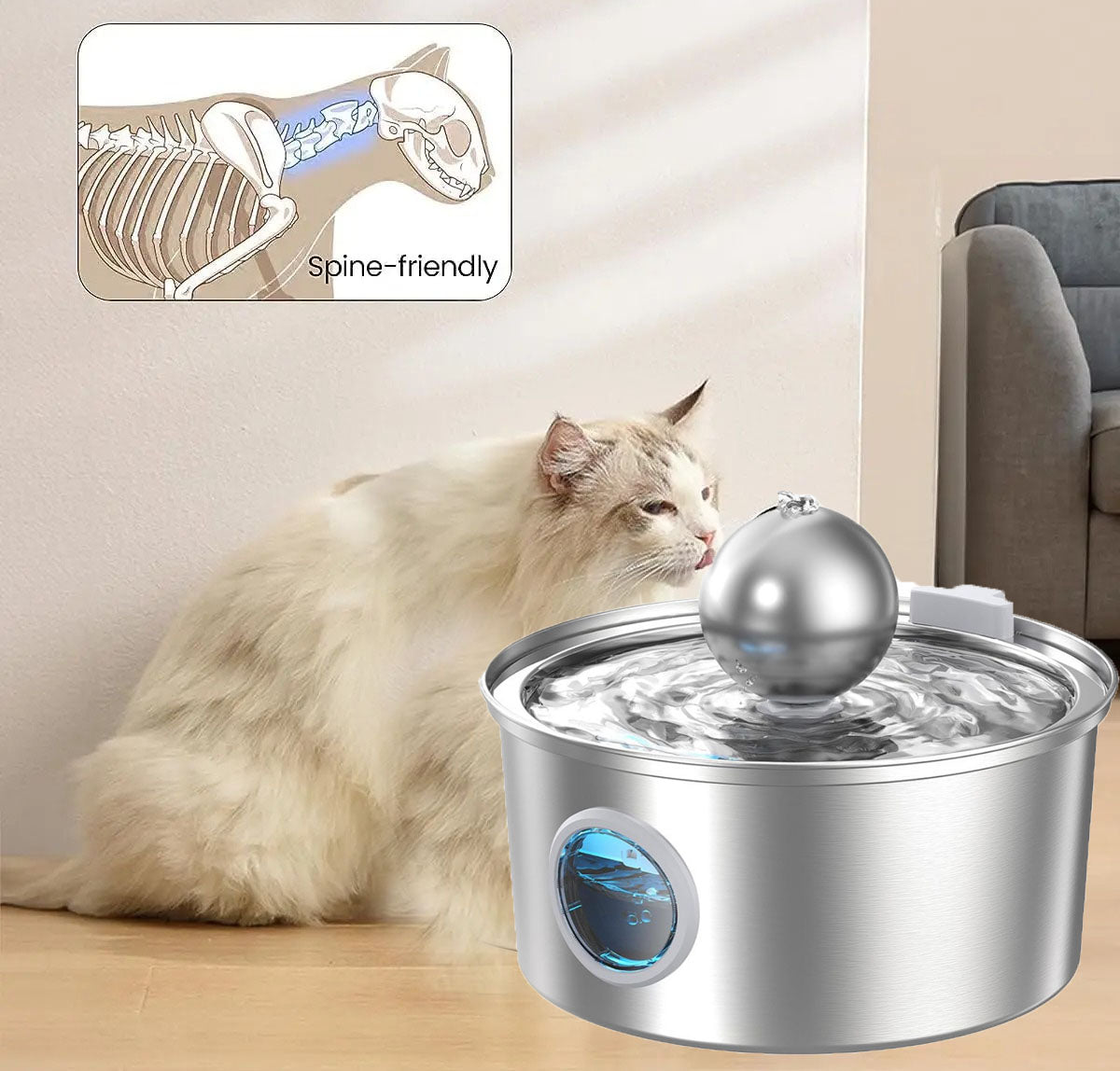 Stainless Steel Pet Water Fountain for Fresher Flow