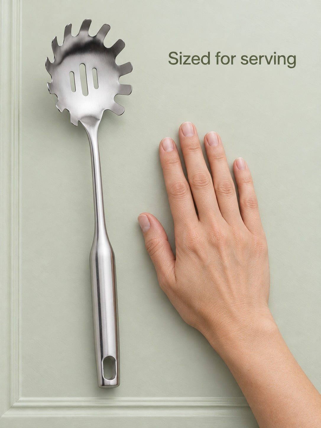 Stainless Steel Spaghetti Server That Lifts and Drains