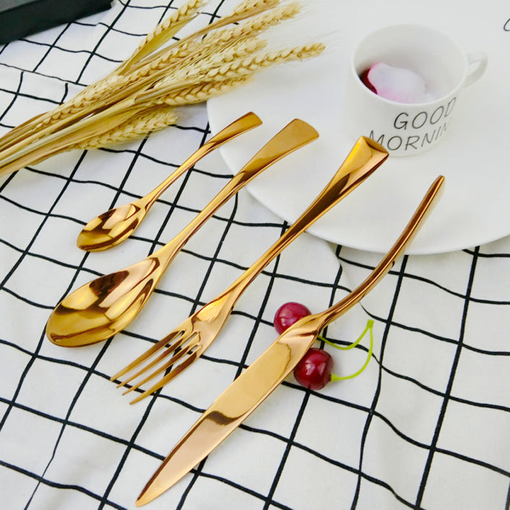 Rose Gold Stainless Steel Flatware Set, 4-Piece Western