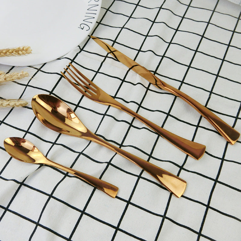 Rose Gold Stainless Steel Flatware Set, 4-Piece Western