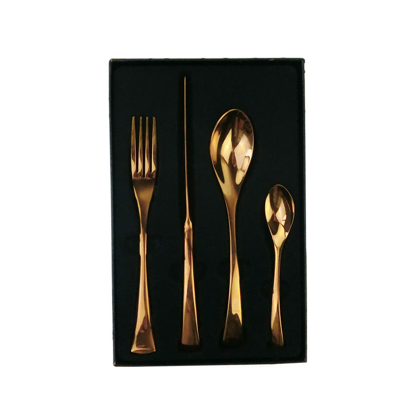 Rose Gold Stainless Steel Flatware Set, 4-Piece Western
