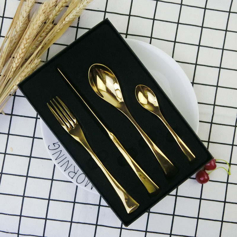 Rose Gold Stainless Steel Flatware Set, 4-Piece Western