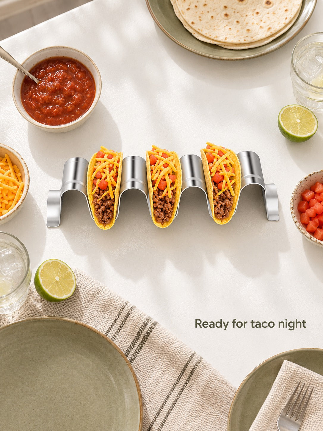 Stainless Steel Taco Holder Rack That Keeps Tacos Upright