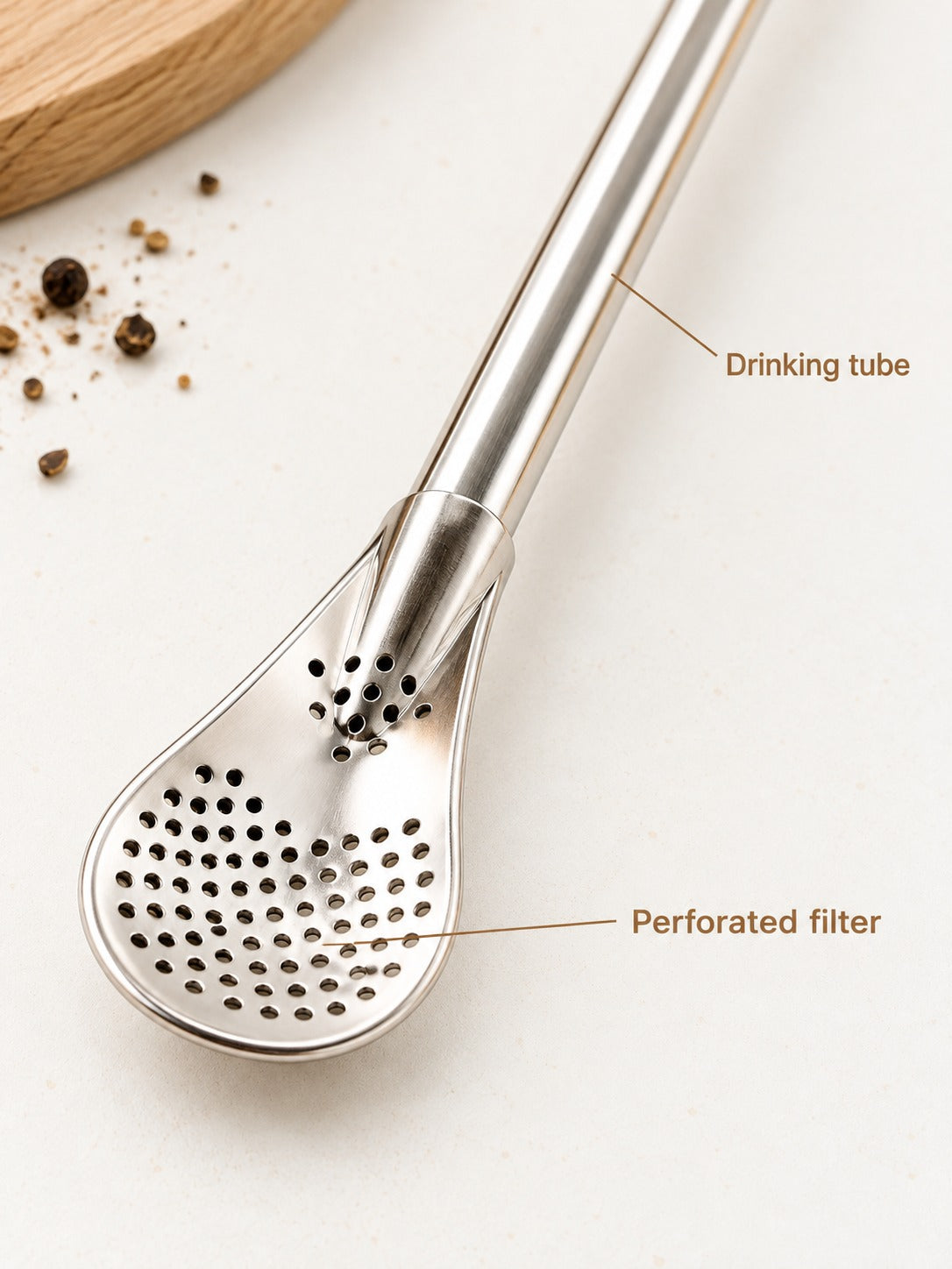 Reusable Stainless Steel Tea Straw with Built-In Strainer