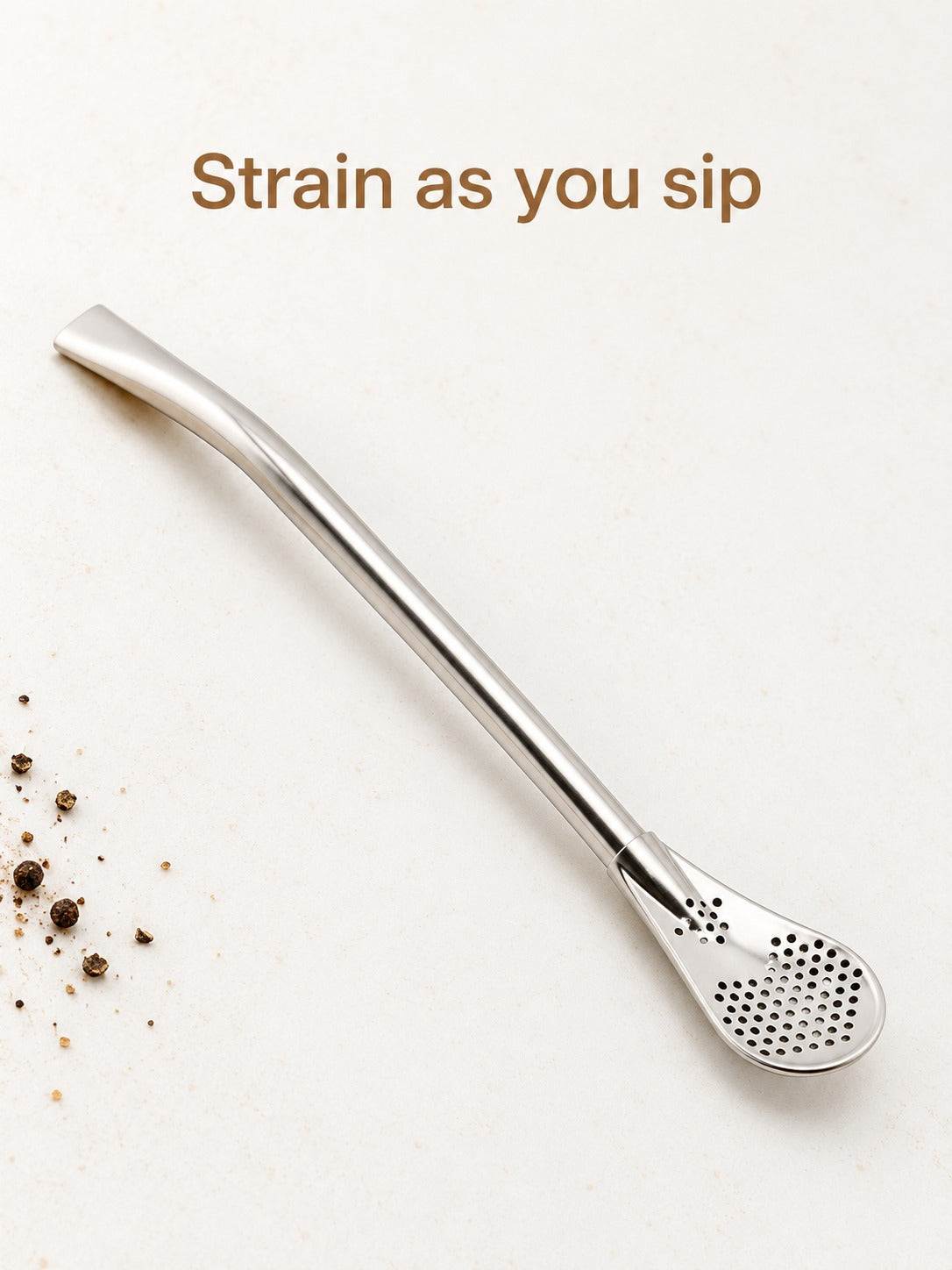 Reusable Stainless Steel Tea Straw with Built-In Strainer