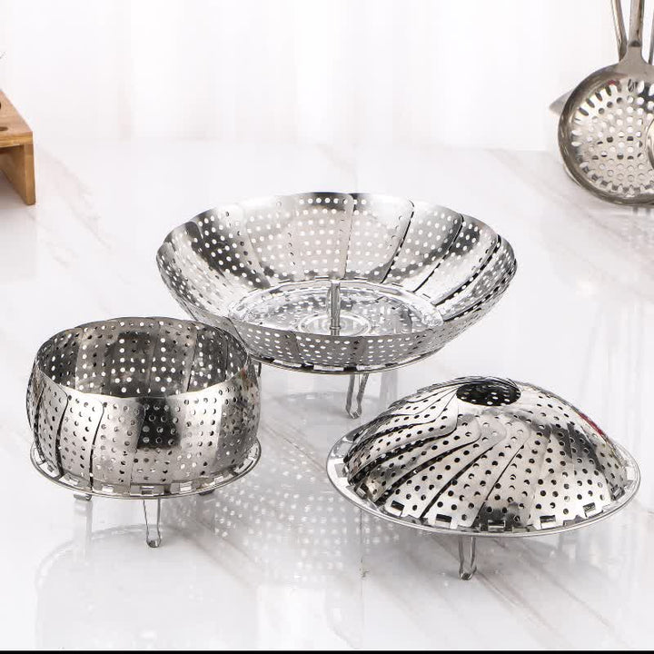 Expandable Stainless Steel Steamer Rack That Folds Flat