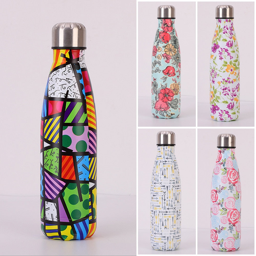 Vacuum Insulated Steel Water Bottle 500ml Fun Prints