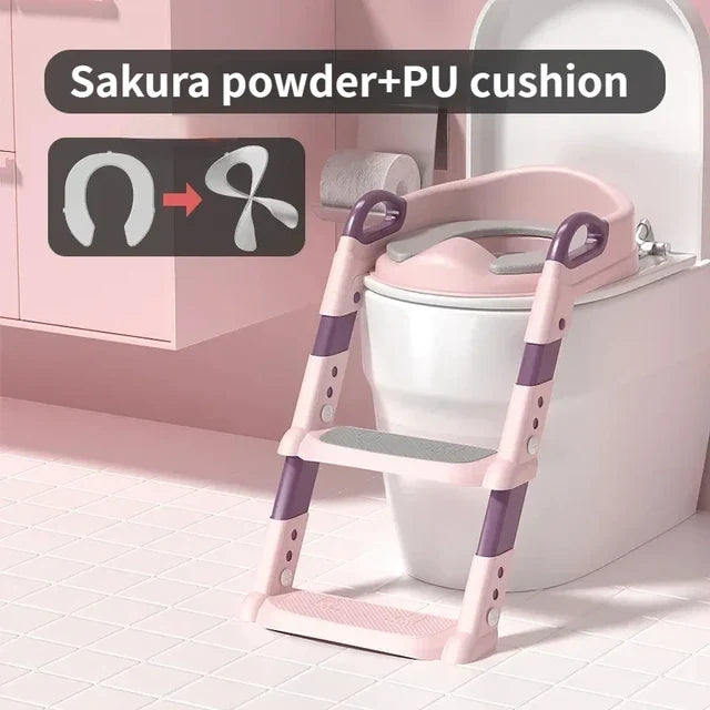 Children's Toilet Training Seat With Adjustable Safe Steps