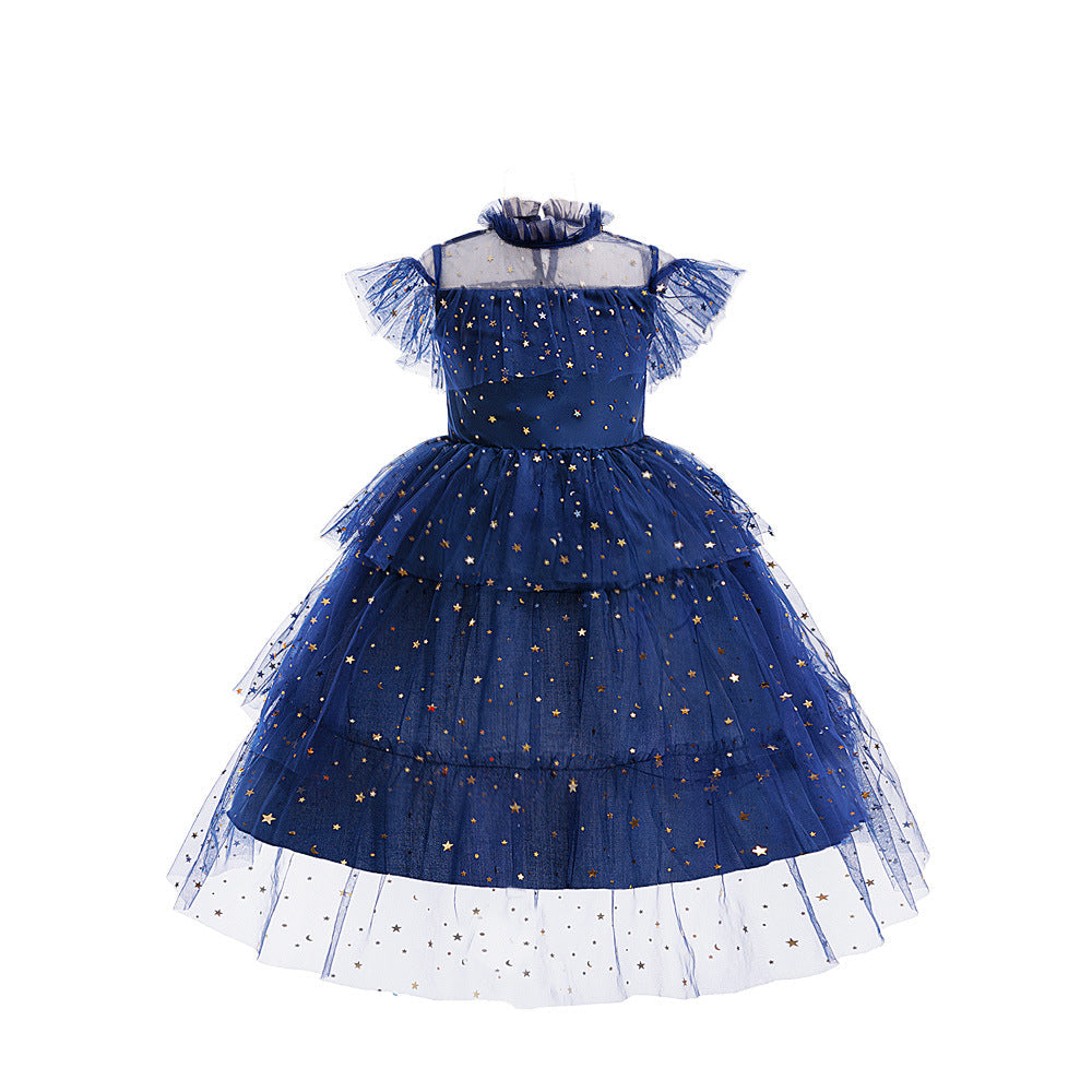 Girls Princess Dress — Sparkling Layered Star Skirt