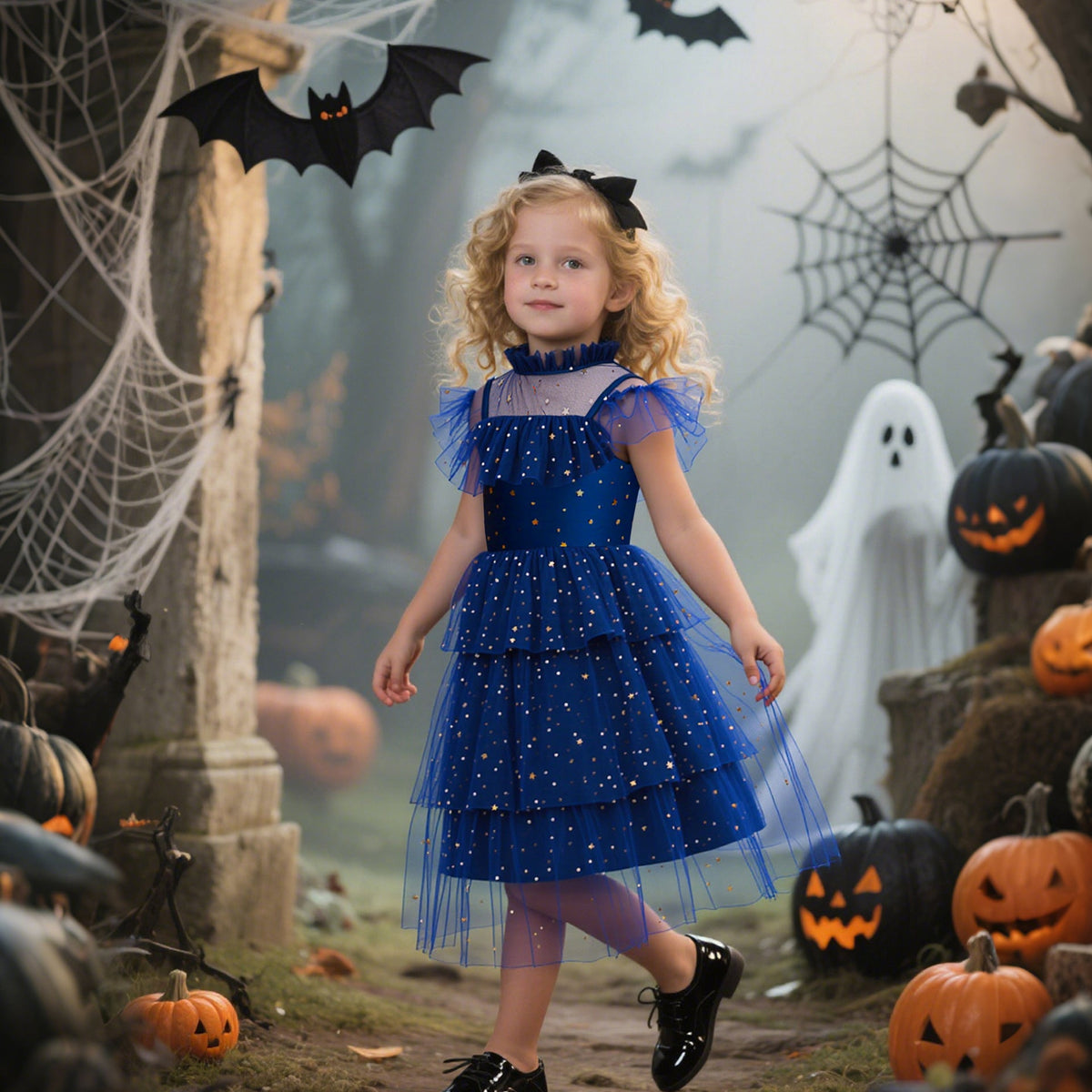 Girls Princess Dress — Sparkling Layered Star Skirt