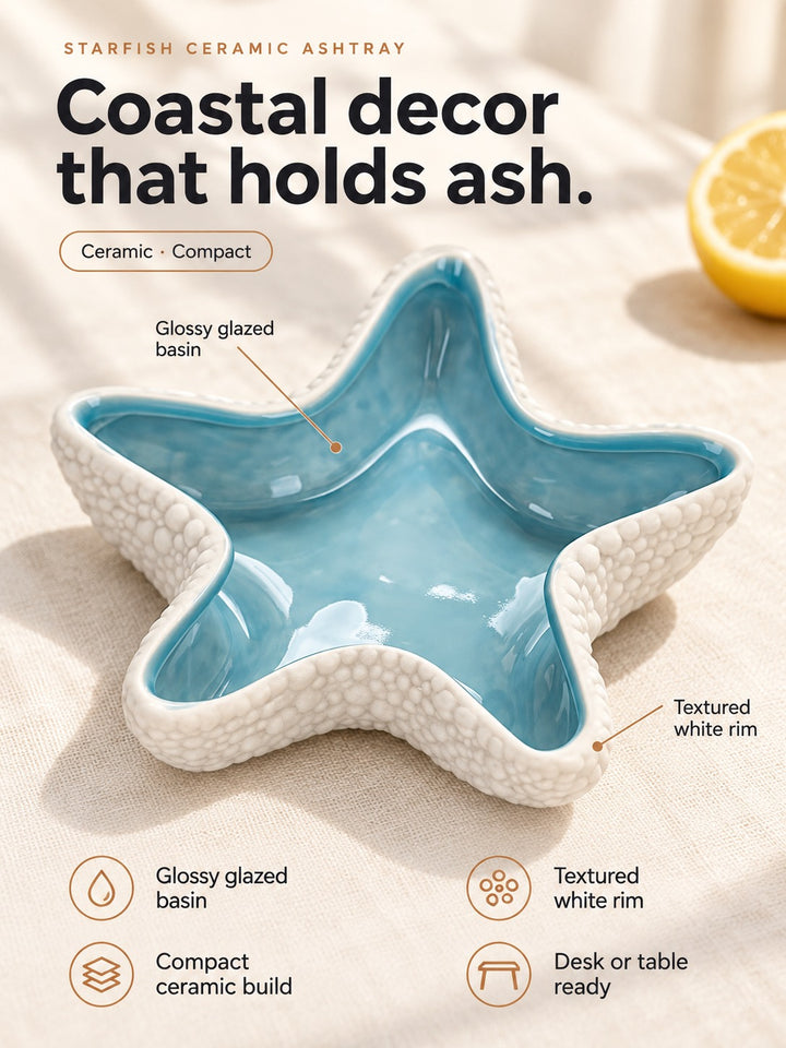 Starfish Ceramic Ashtray for Desk & Coffee Table Decor
