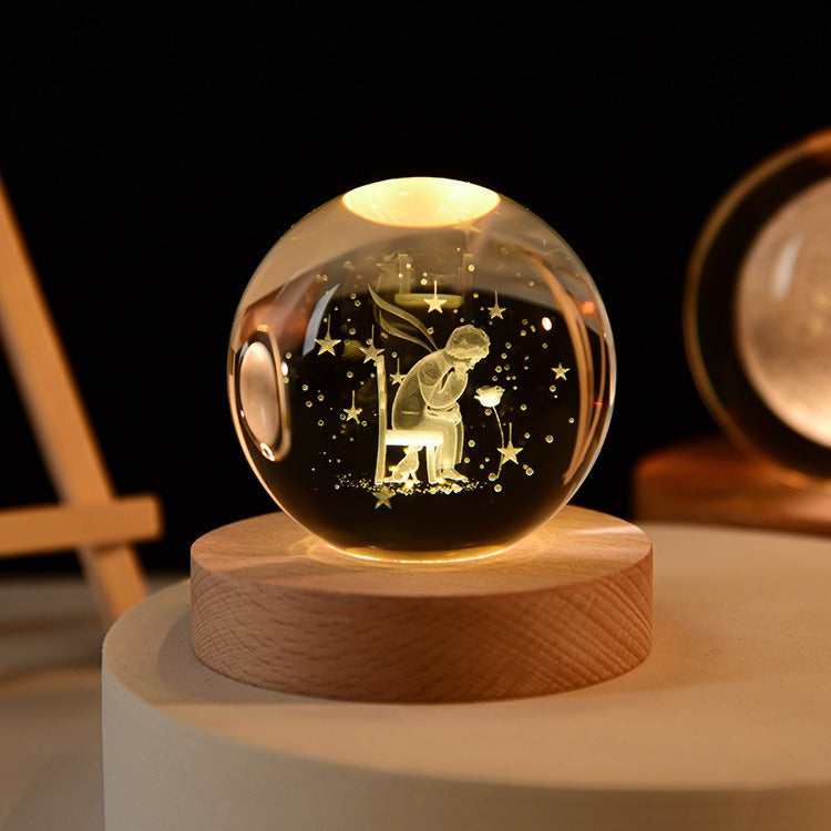 Crystal Ball Night Light With Custom 3D Engraving
