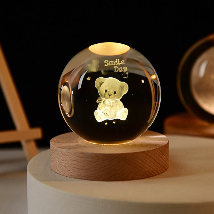 Crystal Ball Night Light With Custom 3D Engraving