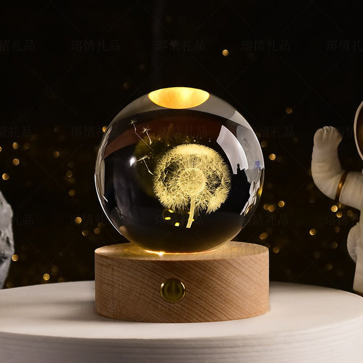 Crystal Ball Night Light With Custom 3D Engraving