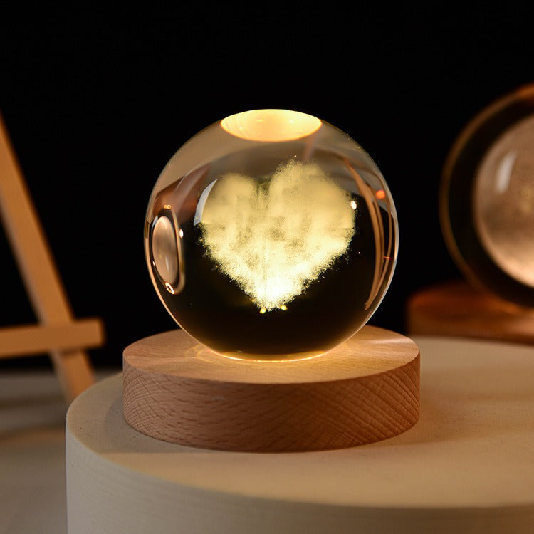 Crystal Ball Night Light With Custom 3D Engraving