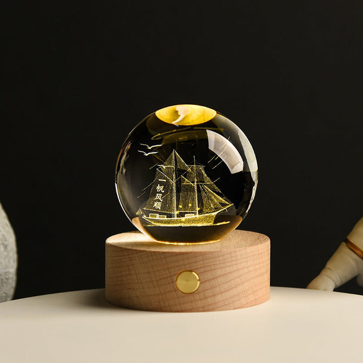 Crystal Ball Night Light With Custom 3D Engraving