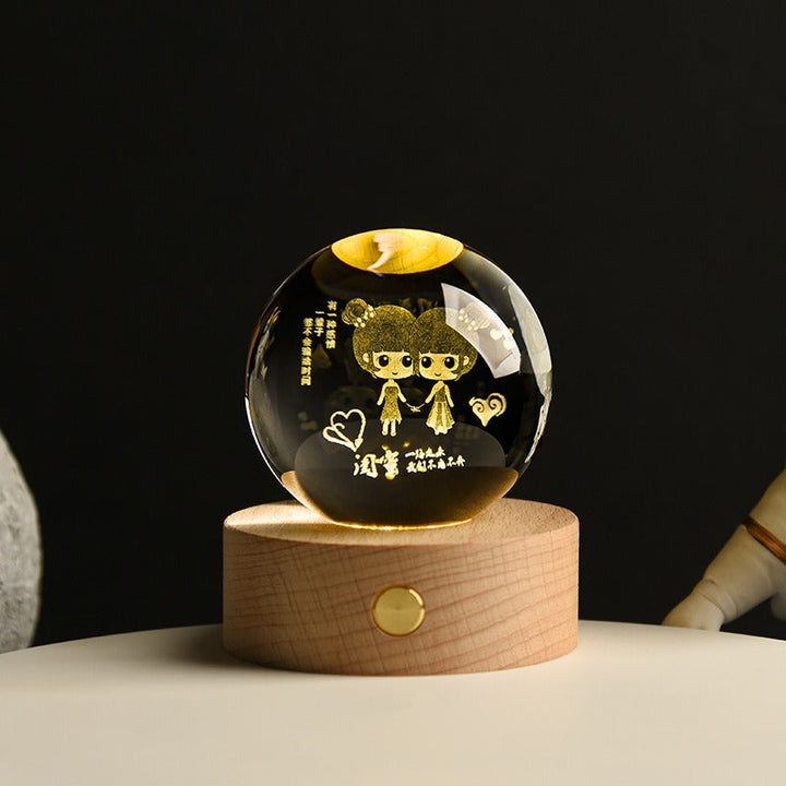 Crystal Ball Night Light With Custom 3D Engraving
