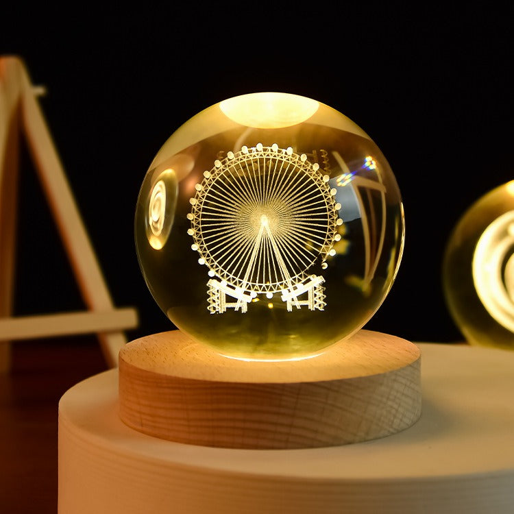 Crystal Ball Night Light With Custom 3D Engraving