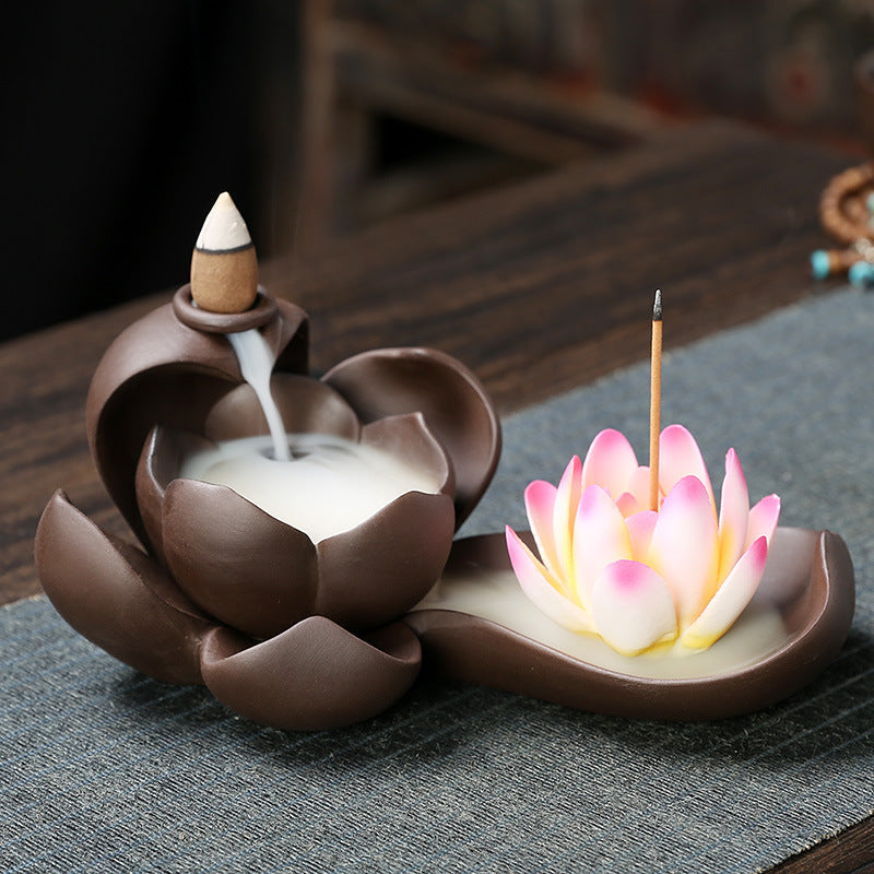 Backflow Incense Burner for Calming Lotus Ambiance