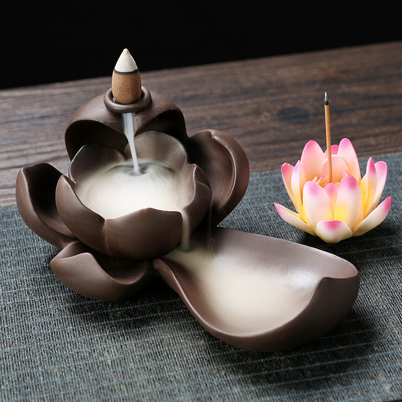 Backflow Incense Burner for Calming Lotus Ambiance