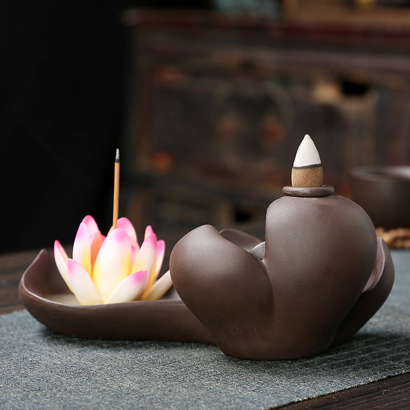 Backflow Incense Burner for Calming Lotus Ambiance