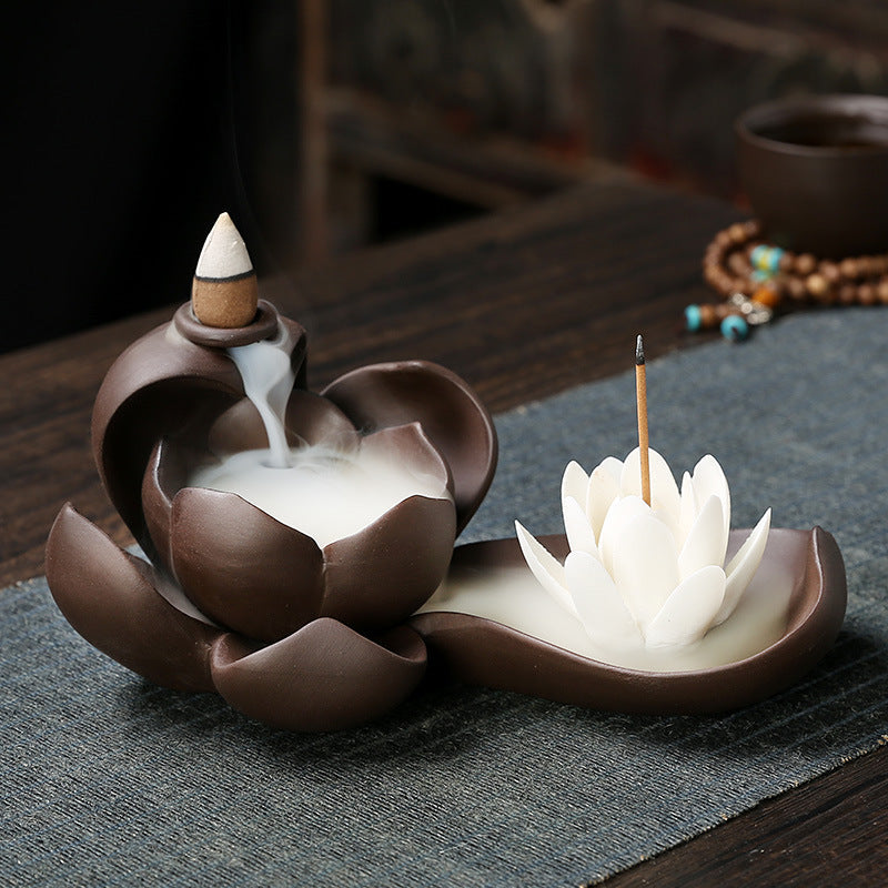 Backflow Incense Burner for Calming Lotus Ambiance