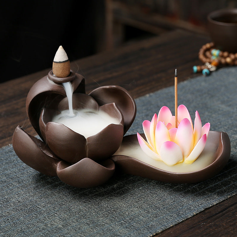 Backflow Incense Burner for Calming Lotus Ambiance