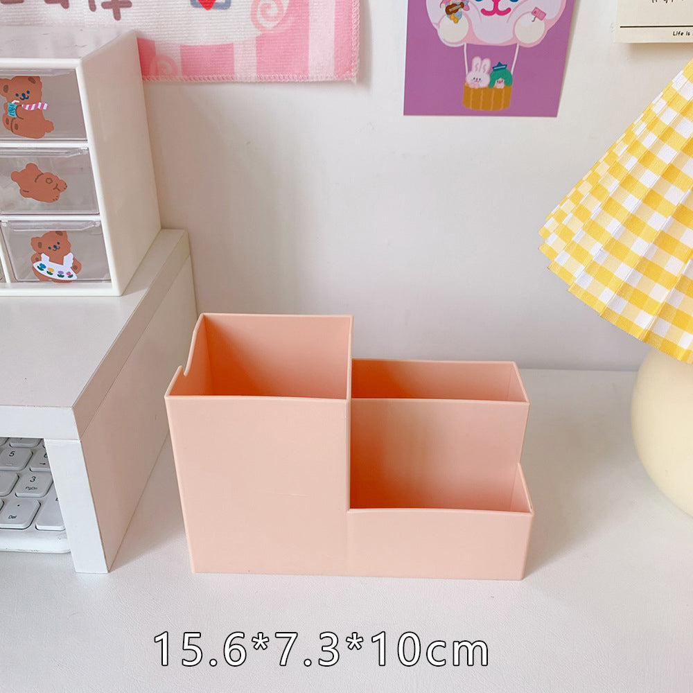 White Desk Organizer with Pen Holder and Phone Stand