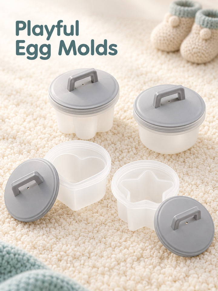 Steamed Egg Mold Set for Kids, Heart Star Flower Shapes