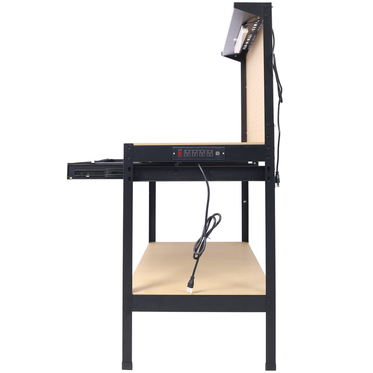 Steel Workbench with Drawer, Pegboard & Power Outlets