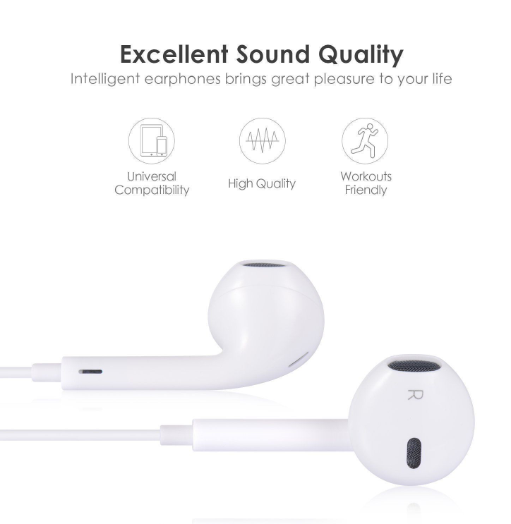 Wired Earphones with Mic for iPhone, 3.5mm Earbuds