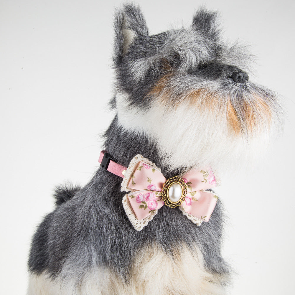 Floral Lace Pet Bow Tie Collar for Photo-Ready Style