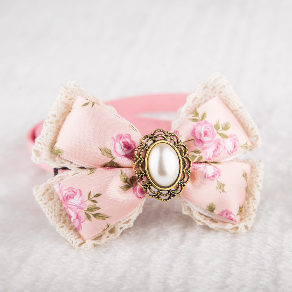 Floral Lace Pet Bow Tie Collar for Photo-Ready Style