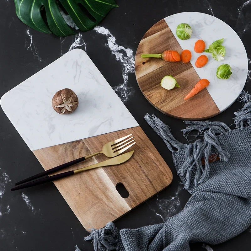 Marble and Acacia Cheese Board Set for Entertaining